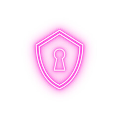 keyhole in the shield neon icon