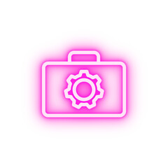 a suitcase with a mechanism neon icon
