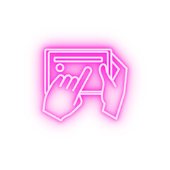 tablet user neon icon