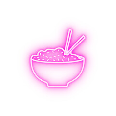 rice in a plate neon icon