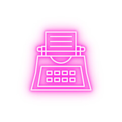 Workplace typewriter neon icon