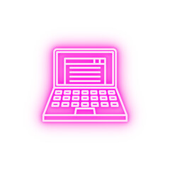 Workplace laptop neon icon
