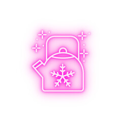 Kettle snowflake neon icon