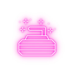 Curling winter sport neon icon
