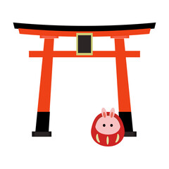 鳥居とうさぎだるま