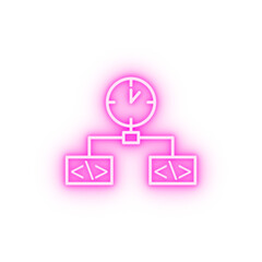 Time management productivity time clock hour neon icon