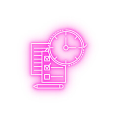 Time management checklist neon icon