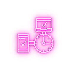 Time management schedule clock time hour neon icon
