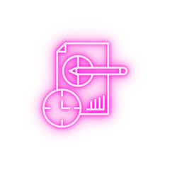 Time management analysis analytic data management time neon icon