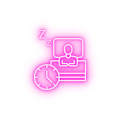 Time management bed relax resting sleep time neon icon