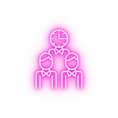 Time management employee time management teamwork neon icon