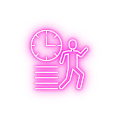 Time management clock hustle speed time working neon icon