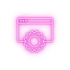 gear and browser neon icon