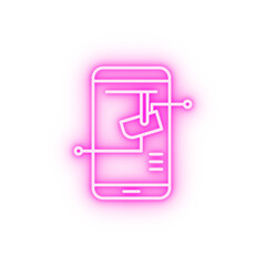 Smart monitoring cellphone neon icon