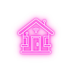 Smart house neon icon
