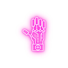robot hand neon icon