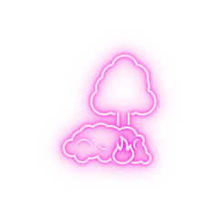 tree nature smoke fire neon icon