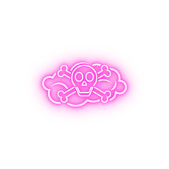skull dangerous poison neon icon