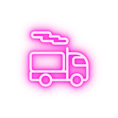 Container oil truck line vector neon icon