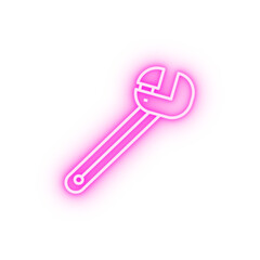 Plumber wrench neon icon