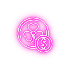 Clover coins neon icon