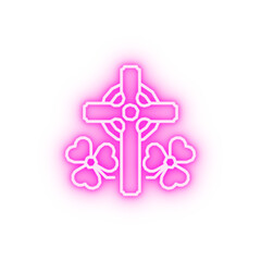 Clover cross neon icon