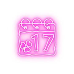 Clover calendar date neon icon
