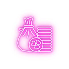 Bag coins money neon icon