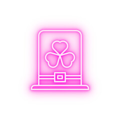costume day hat shamrock clover luck neon icon