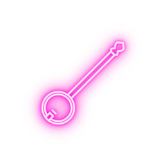 banjo folk instrument musical string neon icon
