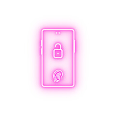 phone security touch unlock neon icon