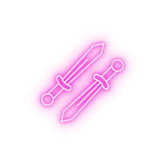 Medieval sword neon icon