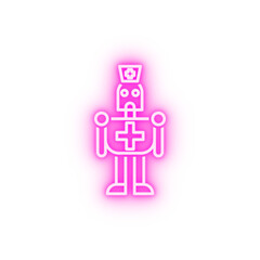 Medical technology bot neon icon