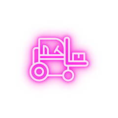 Forklift manufacturing neon icon