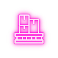 Stock manufacturing neon icon