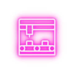 Assembly line manufacturing neon icon