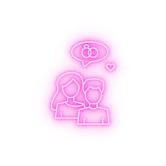 Man woman ring marriage neon icon