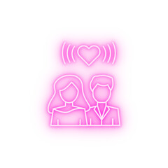 Man woman heart love signal neon icon