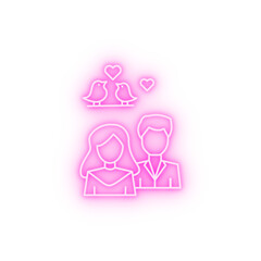 Man woman couple of love birds neon icon
