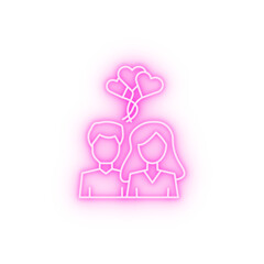 Man woman love is in the air neon icon