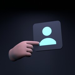 Contact icon. 3d render illustration.