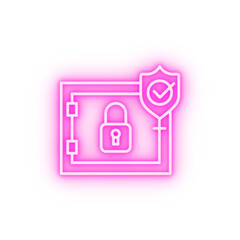 safe insurance protection shield neon icon