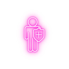 human insurance add shield neon icon