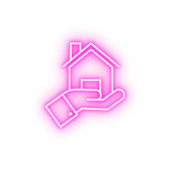 hand home insurance neon icon