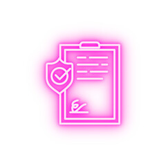insurance contract policy form neon icon