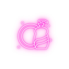 Obraz premium Dishwashing detergent plate neon icon