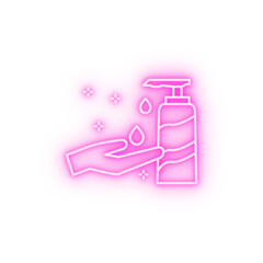 Cream hand bottle neon icon