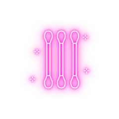 Cotton buds hygiene neon icon