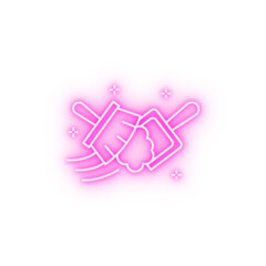 Broom scoop neon icon