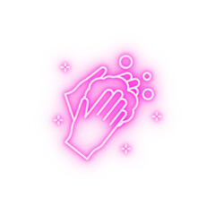 Obraz premium Hands foam soap neon icon